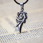 Men's Punk Dragon Flame Pendant Necklace with Cool Leather Chain Fire Phoenix Fashion Jewelry Gift Metal