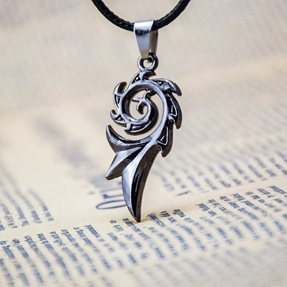 Men's Punk Dragon Flame Pendant Necklace with Cool Leather Chain Fire Phoenix Fashion Jewelry Gift Metal