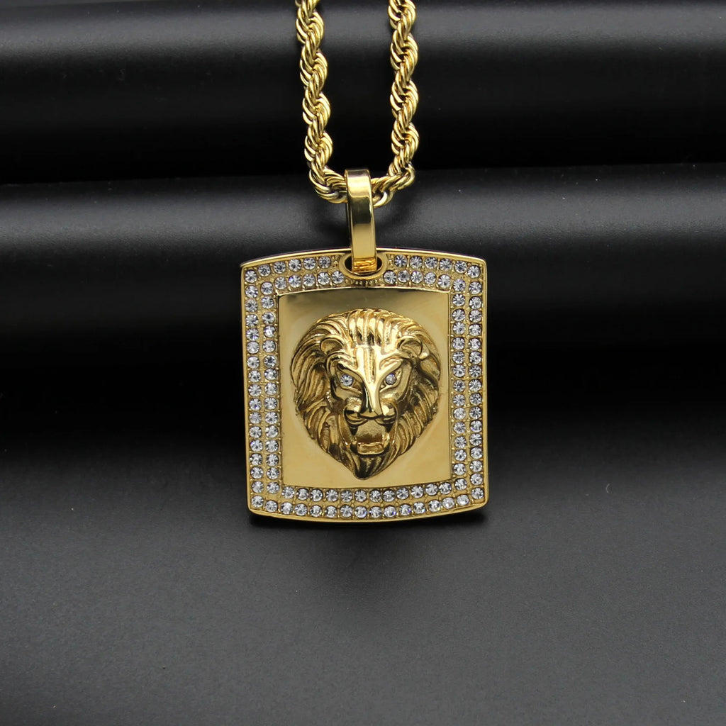 Lion Head Pendant Necklace — Stainless Steel
