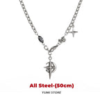 Titanium Steel Double-layer Moon Star Necklace Luxury Clavicle Chain Hip Hop Non Fading Couple Jewelry New Unisex  Punk Gift