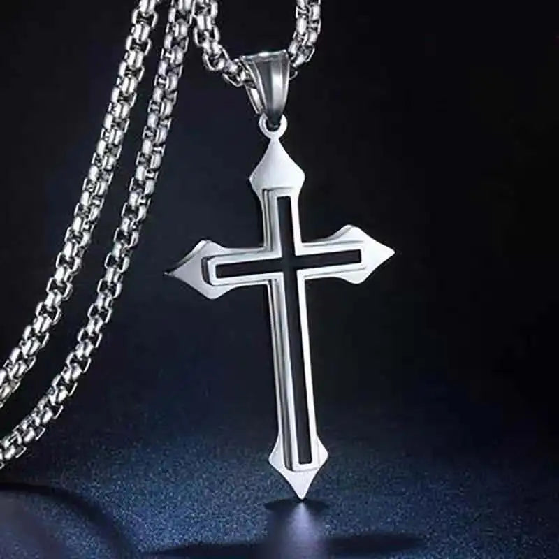 Cross Black Pendant Japanese Korean