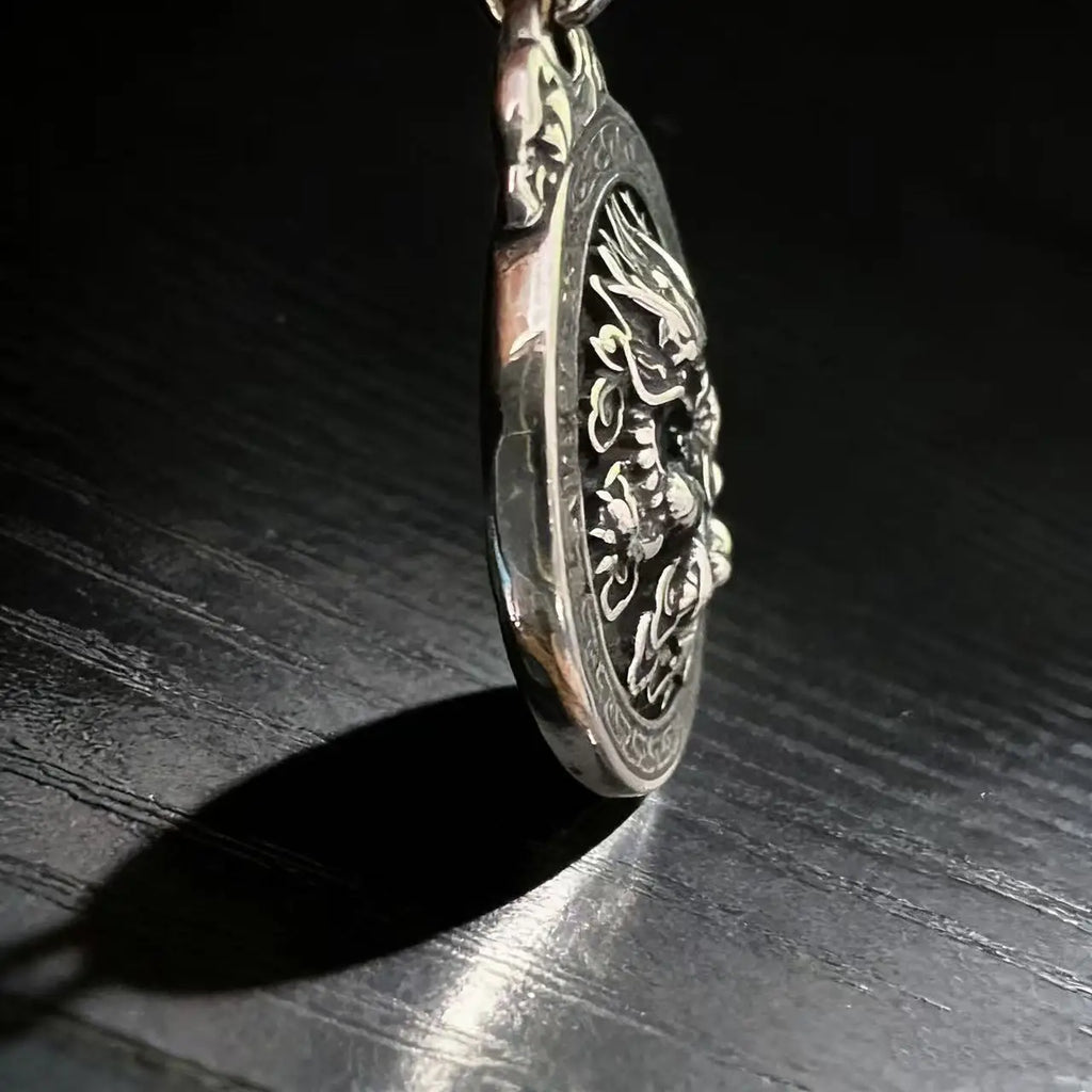 Dragon Steel Pendant 316L Relief Totem Vintage