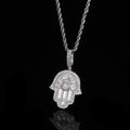 Iced Baguette Hamsa Pendant Necklace — Copper