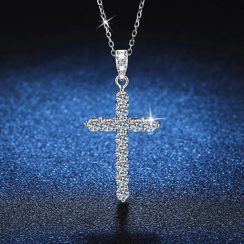 Iced Cross 925 Silver Pendant Necklace
