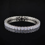2022 New 18cm Marquise Oval Square Cut Luxury Silver Color on Hand Tennis Bracelet Bangle for Women Party Gift Jewelry