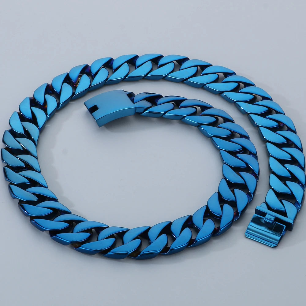 Men's 72CM Long 24MM Wide Curb Cuban Link Chain Necklaces Heavy Stainless Steel On Neck Chains for Man Party Jewelry