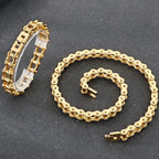 Bike Chain Necklace Bracelet Set for Man Punk Rock Stainless Steel Motorcycle Bracelets Choker Men Vacuum Plated