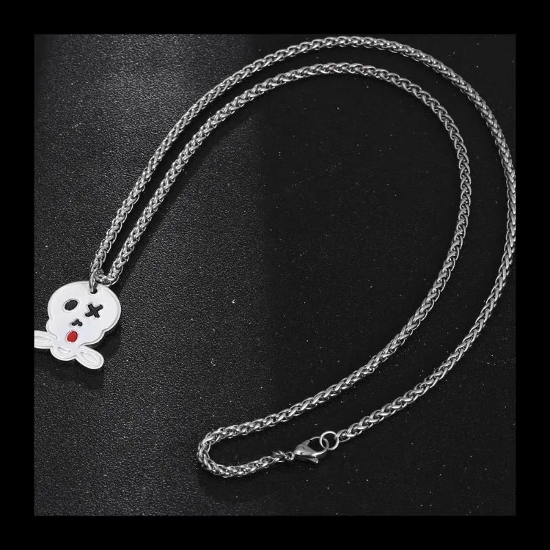 Skeleton Ghost Pendant Necklace — Stainless
