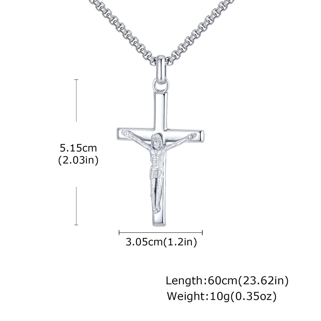 Catholic Cross Pendant Necklace — Stainless Steel
