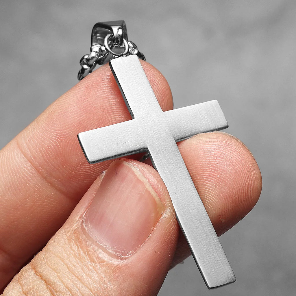 Cross Gemstone Pendant — Stainless Steel