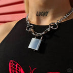 Retro Punk Fashion Exaggerated Thick Chain Necklace Simple New Couple Multi-Layer Lock Necklace Unisex Jewelry