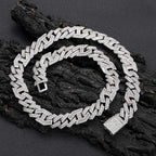 Hip Hop Necklace Men Rectangle 5A CZ Stone Bling Iced Out Prong Cuban Link Chain Necklace for Women Men gift