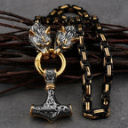 Fashionable And Exquisite New Retro Nordic Viking Hammer Pendant Wolf Head Necklace For Personalized Men'S Amulet