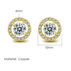 Iced Out Round Stud Earrings — Gold