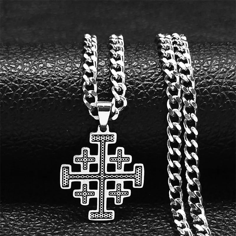 Jerusalem Cross Pendant — Stainless Steel