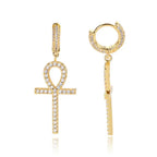 Iced Out Cross Lightning Stud Earrings