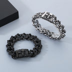 Punk Skull Charm Bracelets For Men Stainless Steel Cuban Chain Men Bangle Bracelet Silver Black Color Skeleton Jewelry