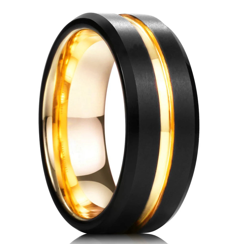 Fashion 8mm Men Stainless Steel Celtic Dragon Rings Inlaid Black Zircon Stone Rings For Men Carbon Fibre Rings Wedding