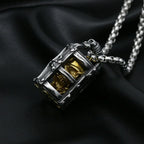 Gothic Cage Skull Pendant Necklace — Gold-Tone, Stainless Steel