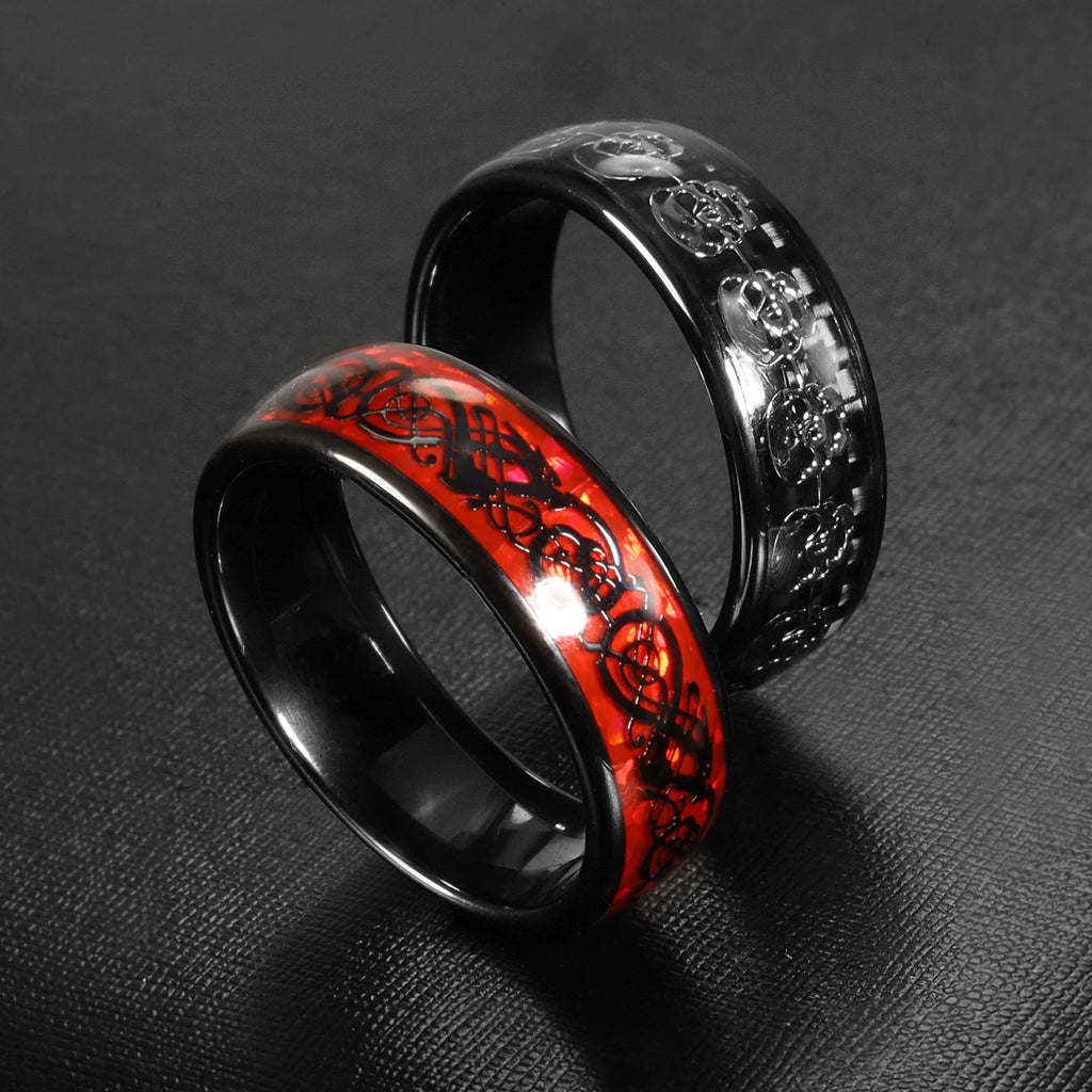 Fashion Dragon Pattern Metal Band 7MM T5577 Chip Ceramic Finger Ring or CUID Chip Skull Carbon Fiber Band Epoxy Ring for Replica