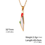 My Shape Palestine Map Flag Pendant Necklace for Women Men Stainless Steel Map Geography Necklace Choker Chain Jewelry Wholesale