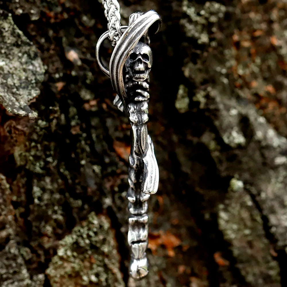 2023 NEW 316L stainless steel Vintage Sickle skull biker High Quality Jewelry Special Design Skeleton Men's Pendant