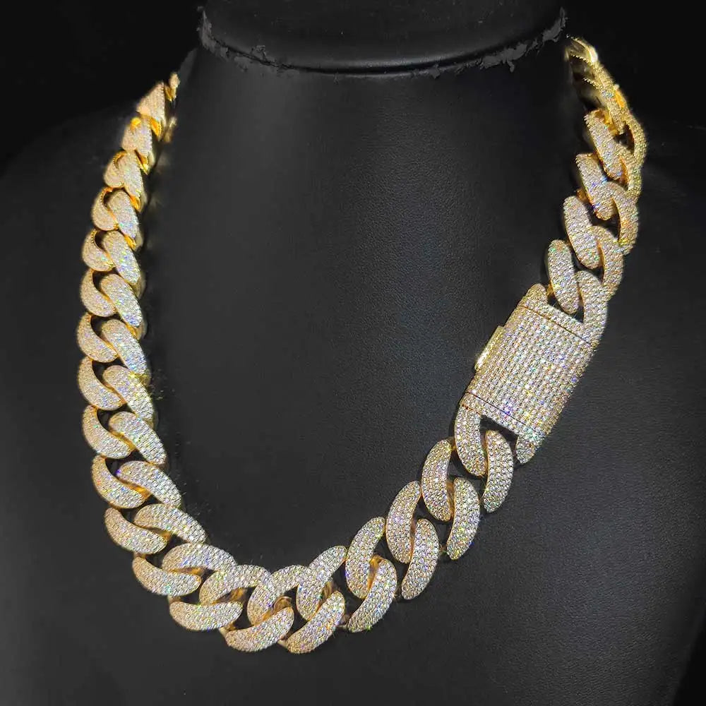 Iced Out Cuban Necklace Stainless Steel 20MM 4-Row