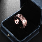 Flower Shape Magnetic Ring Copper Adjustable Open Cuff Ring Men and Women Magnet Healthy Energy Ring for Arthritis Pain Relief