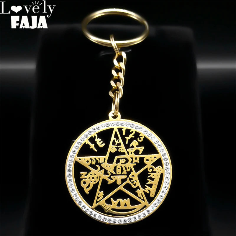 Star Key Gold Ring Witchcraft Jewish Tetragrammaton