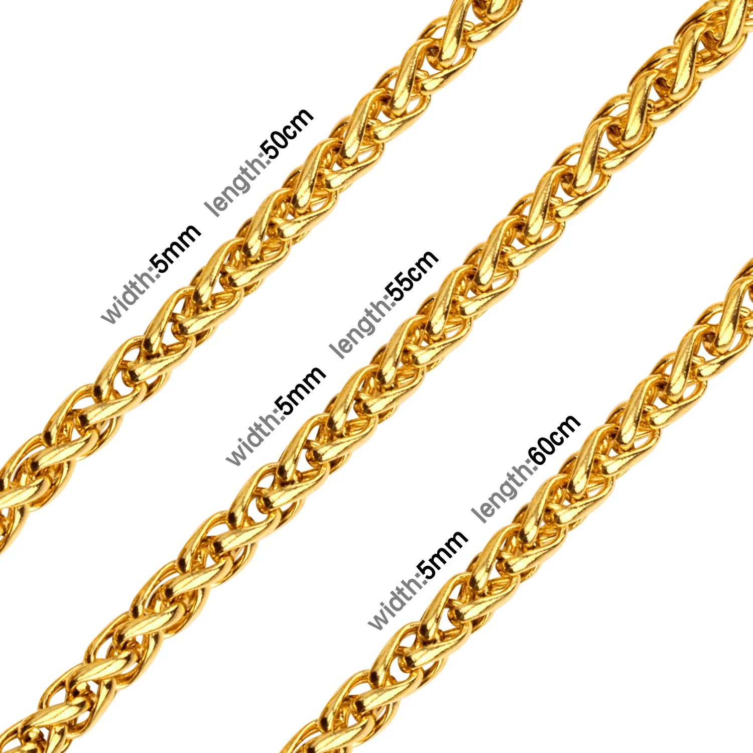 LUXUSTEEL Basic Punk Stainless Steel Chain Necklace For Women Men Cuban Figaro Braided Wheat Link Choker 5MM/7MM