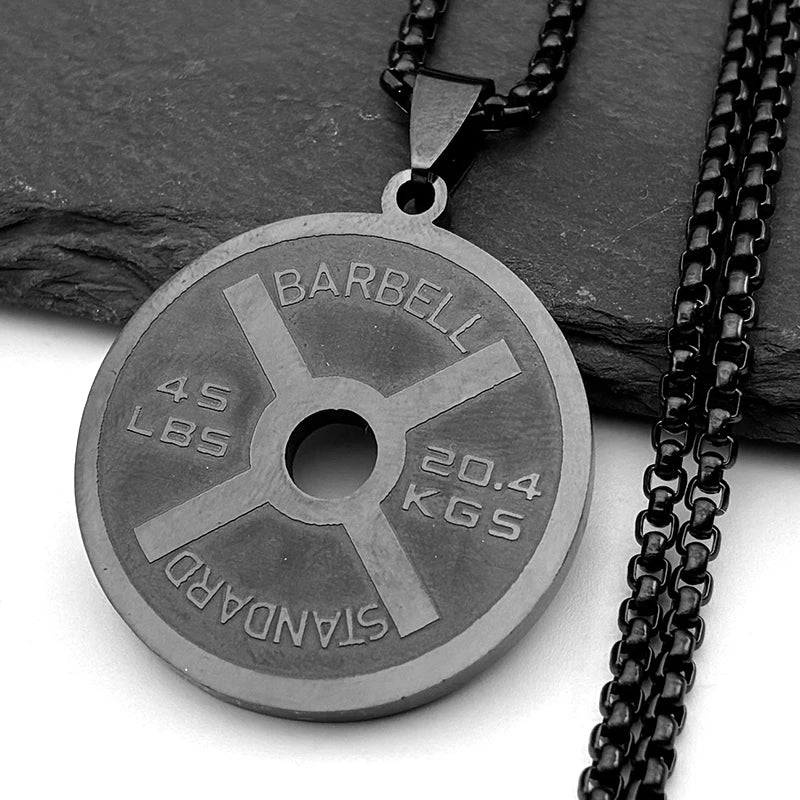 Barbell Plate 45 LB Dumbbell Pendant — Gold