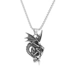 Dragon Skull Winged Pendant — Stainless Steel