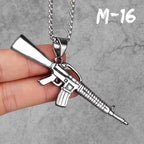 Gun Series AK47 M16 Sniper Rifle Stainless Steel Jewelry Men Necklaces with Pendant For Male Women Punk Hip Hop Gifts Wholesale