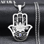 Hamsa Ankh Eye of Horus Pendant Necklace