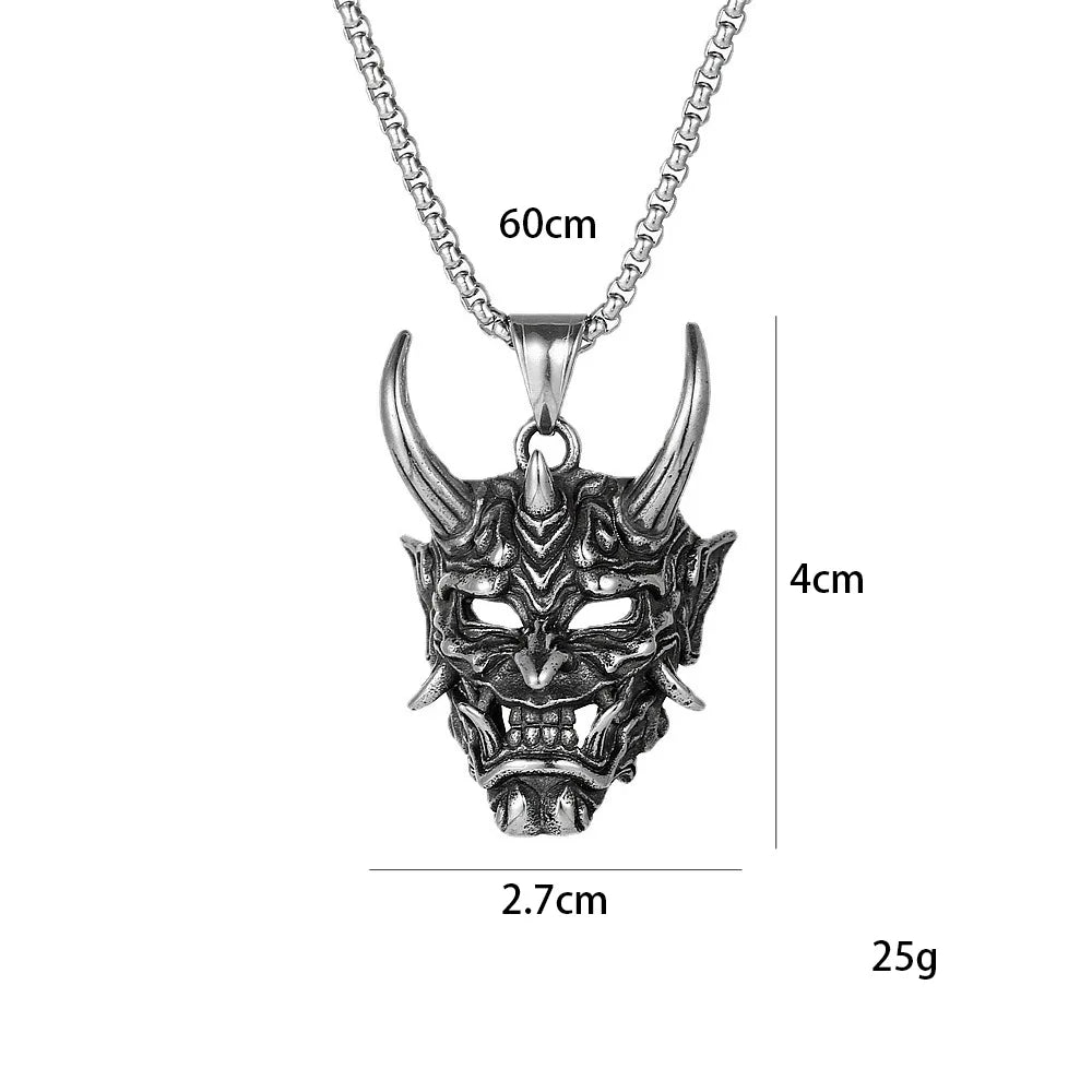 Two-Tone Horn Mask Pendant Necklace Statement
