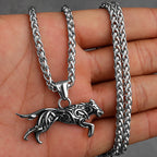 Viking Geri and Freki Knot Wolf Stainless Steel Pendant Men's Fashion Hip Hop Pendant Necklace Nordic Jewelry Gift