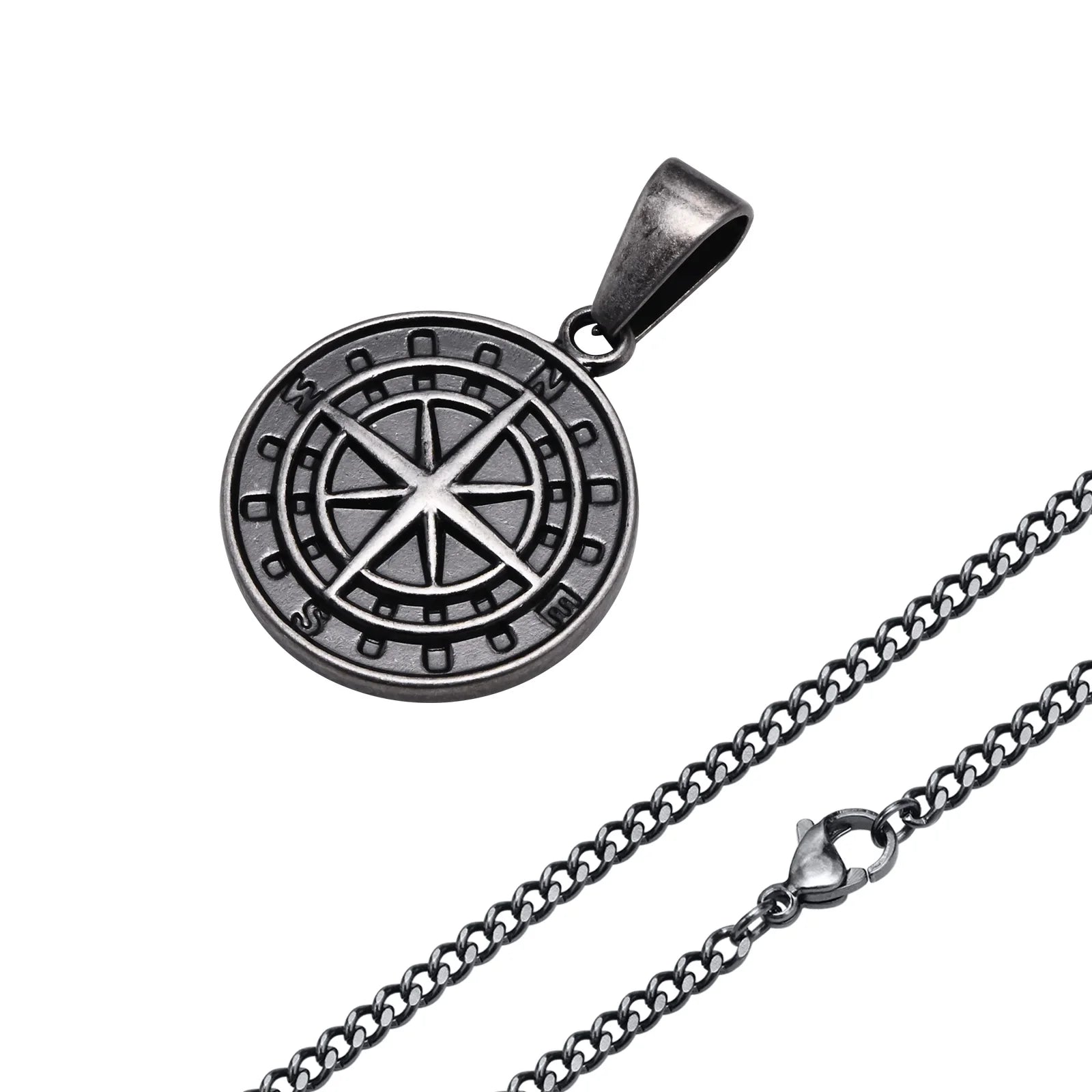 Compass Anchor Medal Pendant — Gold