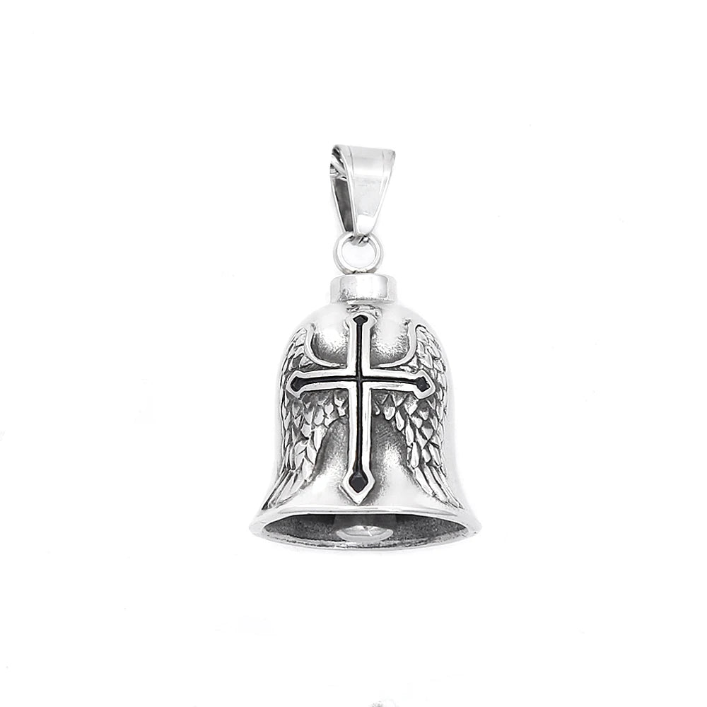 Vintage Bell Charm Amulet Necklace — Stainless Steel