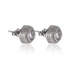 Iced Out Round CZ Stud Earrings Stainless Steel