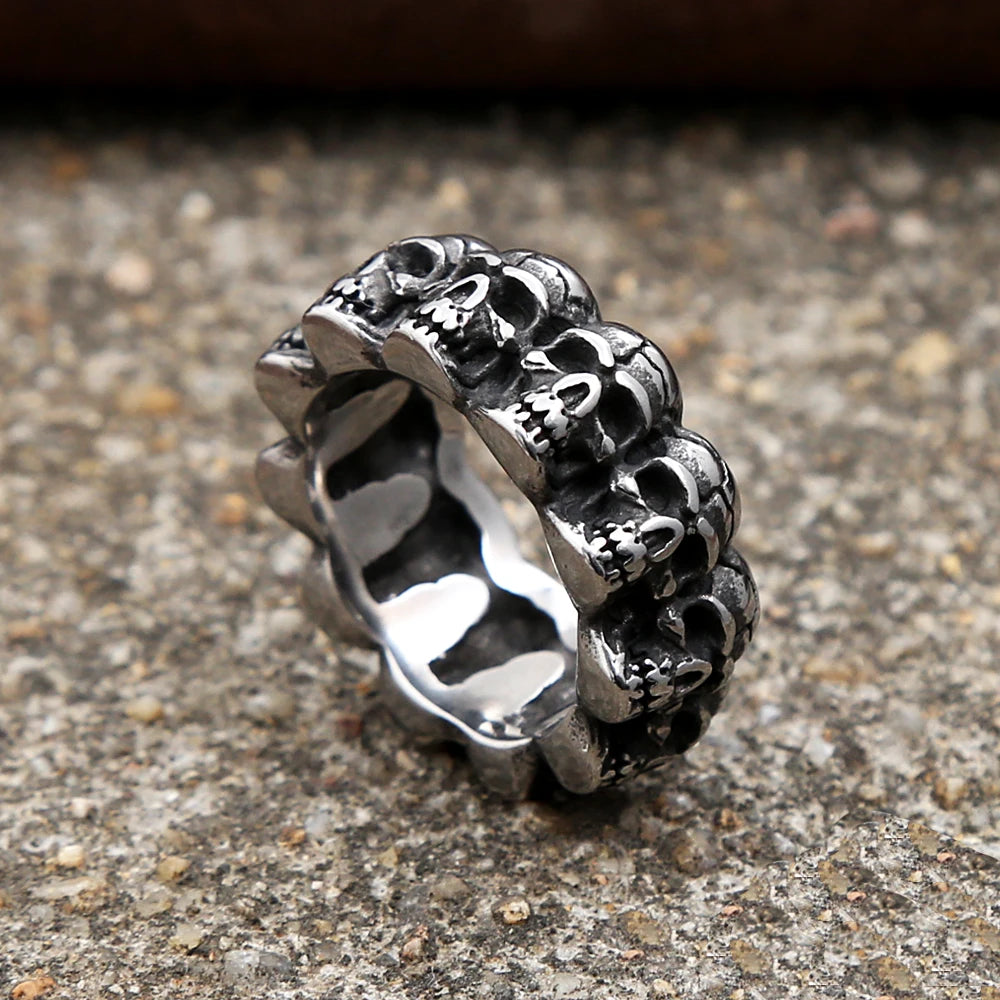 Gothic Skull Steel Ring Vintage Punk Rock Party