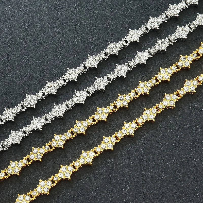 Round Stone Star CZ Bracelet — Stainless Steel