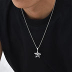 Stylish Black Drip Oil Geometric Necklace for Men,Stainless Steel Triangle Pentagram Square Pendant,New Jewelry Gift