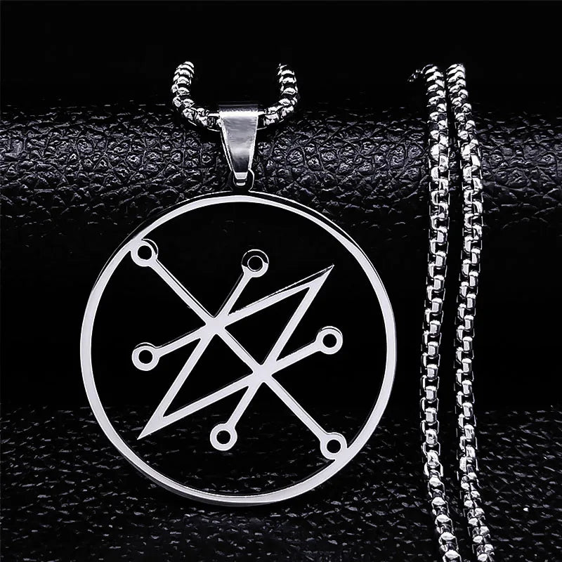 Azazel Sigil Silver Pendant Necklace — Stainless Steel