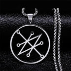 Azazel Sigil Silver Pendant Necklace — Stainless Steel
