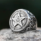 New New Fashion Vintage Pentagram Five Point Star Ring Stainless Steel Ring For Men Women Biker Punk Jewelry
