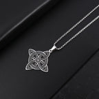 Silver Color Stainless Steel Pattern Witch Knot Pendant Necklace Celtic Knot Lucky Jewelry Christmas Gift for Friends Family
