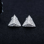 Iced Out Triangle Stud Earrings — 925 Silver