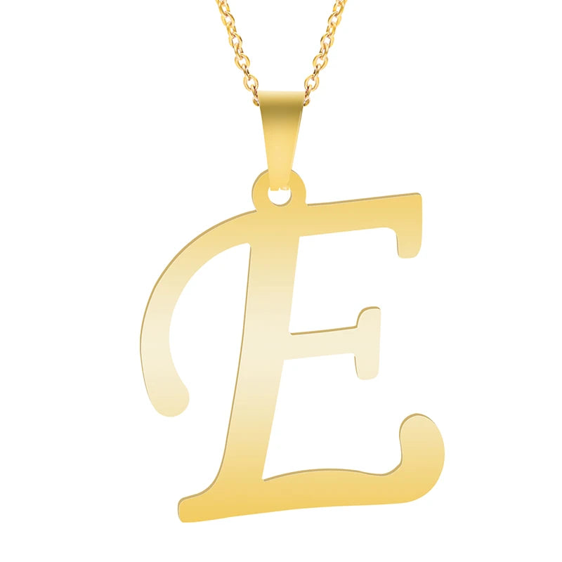 Initial 26 Letters Pendant Stainless Steel Necklaces For Women Men Accessories English Alphabet Necklace Fashion