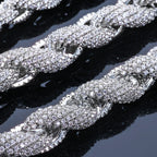 Iced Out Rope Chain Necklace Stainless Steel CZ