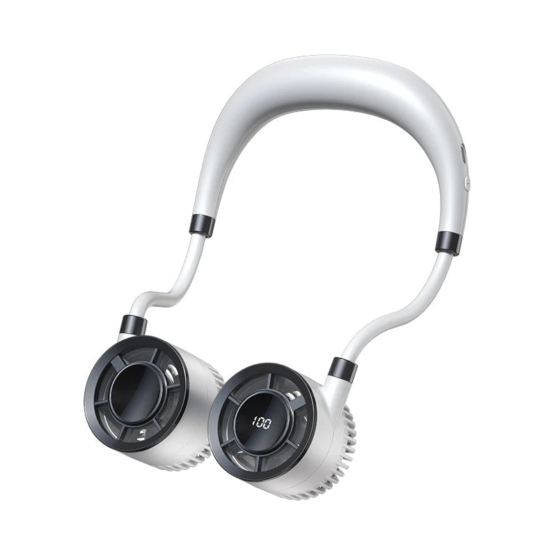 Lenovo Portable Neck Fan 100 Speeds Bladeless Hanging Neck Fan with LED Display USB Rechargeable Fan for Outdoor Sports
